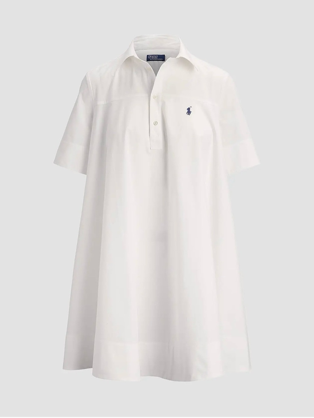 Ralph Lauren White Short-Sleeve Polo Dress with Navy Logo